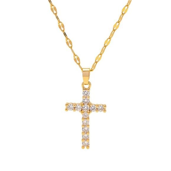 18K Gold-Plated Cross Pendant Necklace - Picture 6 of 6